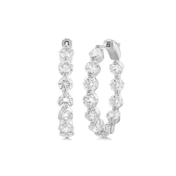 Kelley Collection Inside Outside Diamond Hoop Earrings> Earrings