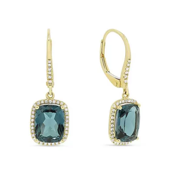 Kelley Collection London Blue Topaz & Diamond Earrings> Earrings