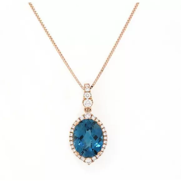 Kelley Collection London Blue Topaz & Diamond Pendant> Pendants