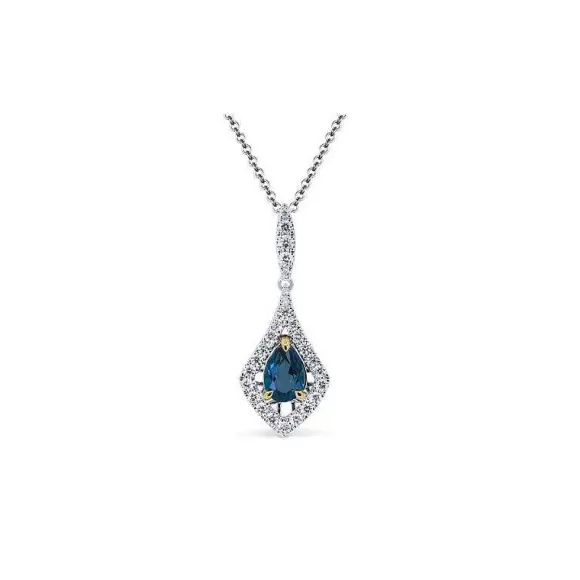 Kelley Collection London Blue Topaz & Diamond Pendant> Pendants