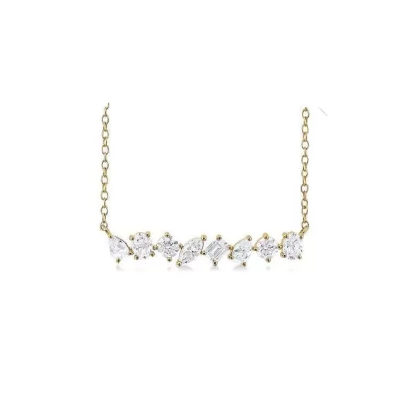 Kelley Collection Mixed Shape Diamond Bar Necklace> Necklaces