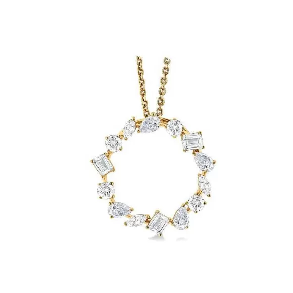 Kelley Collection Mixed Shape Diamond Circle Pendant> Pendants