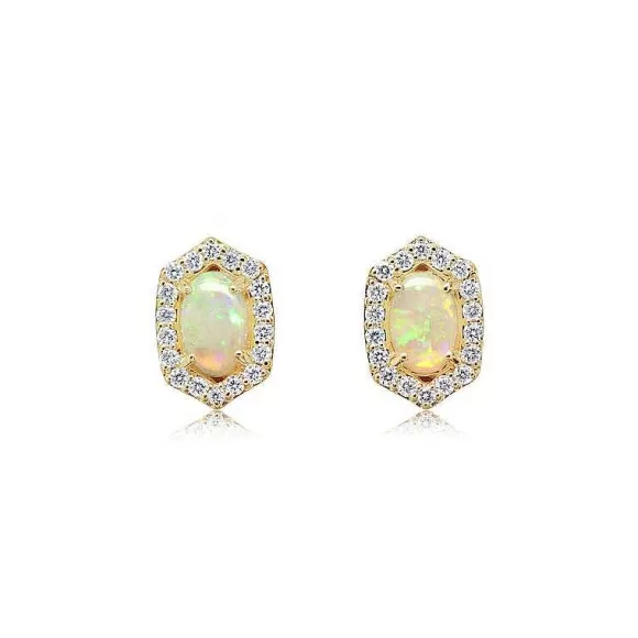 Kelley Collection Opal & Diamond Earrings> Earrings