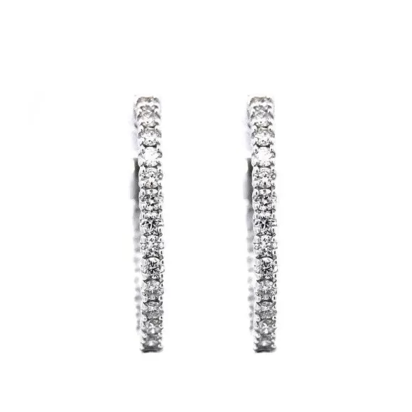 Kelley Collection Oval Diamond Hoop Earrings> Earrings