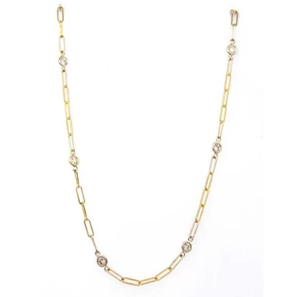 Kelley Collection Paper Clip Diamond Station Necklace> Necklaces