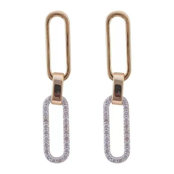 Kelley Collection Paperclip Diamond Earrings> Earrings