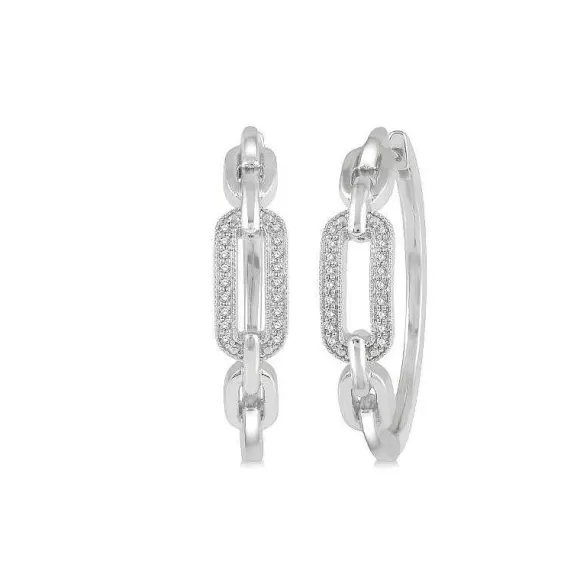 Kelley Collection Paperclip Diamond Hoop Earrings> Earrings