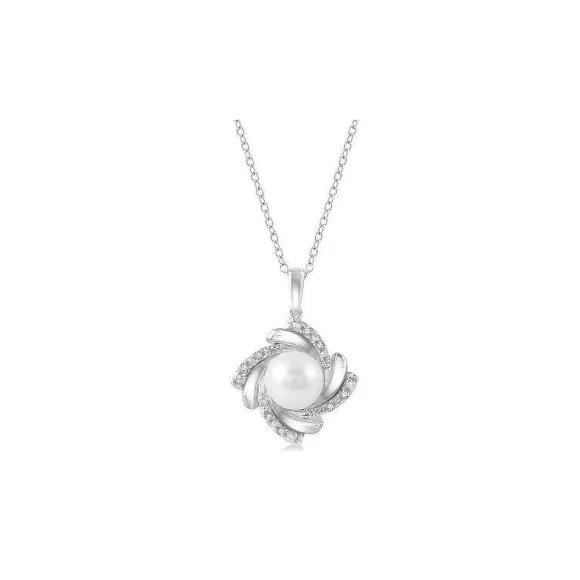 Kelley Collection Pearl & Diamond Pendant> Pendants