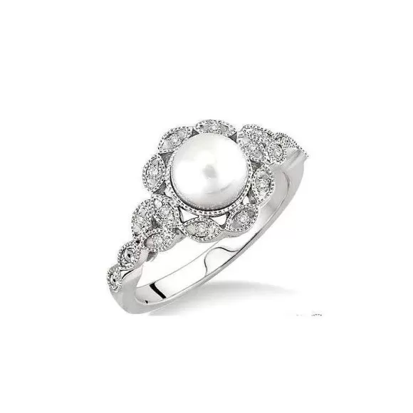 Kelley Collection Pearl & Diamond Ring> Rings