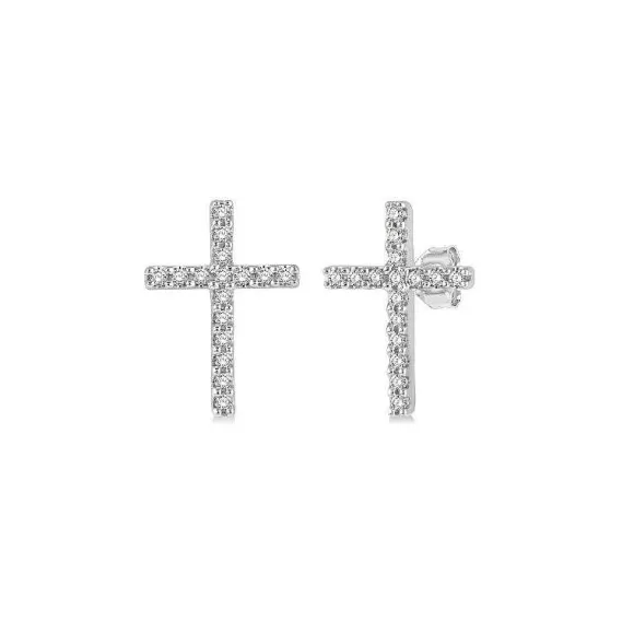 Kelley Collection Petite Diamond Cross Stud Earrings> Earrings