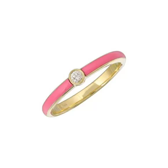 Kelley Collection Pink Enamel Diamond Ring> Rings