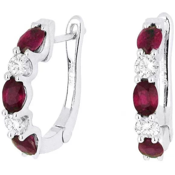 Kelley Collection Ruby & Diamond Hoop Earrings> Earrings