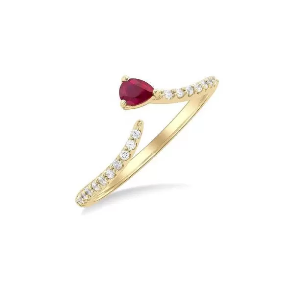 Kelley Collection Ruby & Diamond Petite Fashion Open Ring> Rings