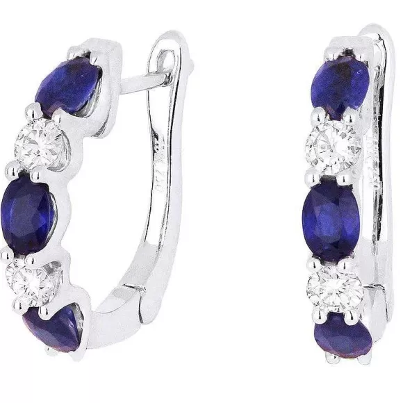 Kelley Collection Sapphire & Diamond Hoop Earrings> Earrings