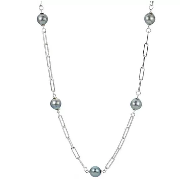 Kelley Collection Tahiatian Cultured Pearl Paperclip Chain Necklace> Necklaces