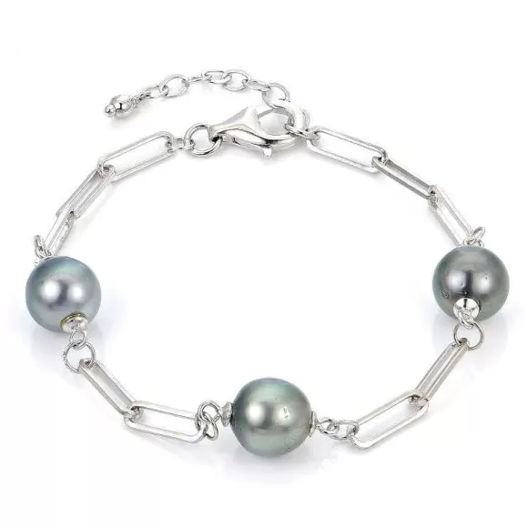 Kelley Collection Tahitian Cultured Pearl Paperclip Chain Bracelet> Bracelets