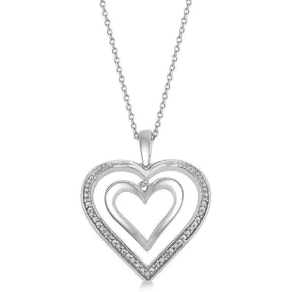 Kelley Collection Twin Heart Diamond Pendant> Pendants