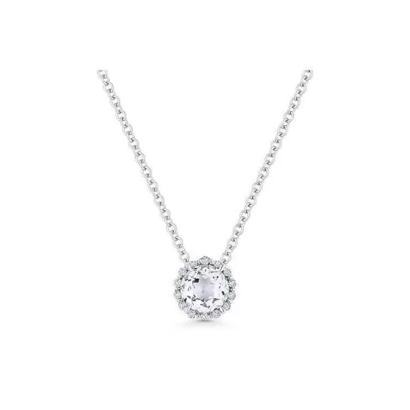 Kelley Collection White Topaz & Diamond Halo Pendant> Pendants