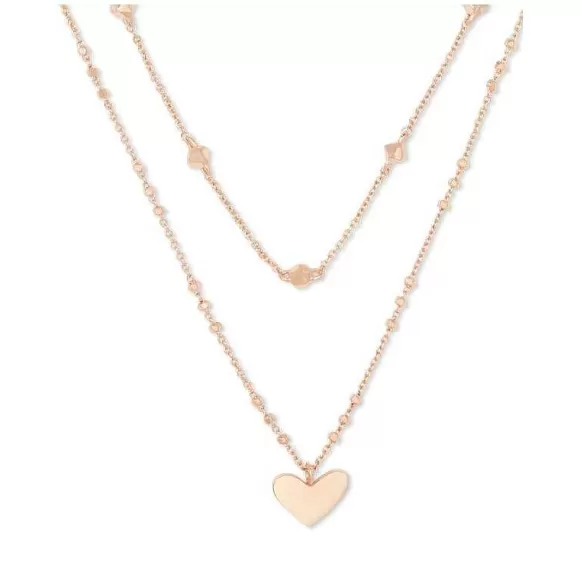 Kendra Scott Ari Heart Multi Strand In Rose Gold> Necklaces