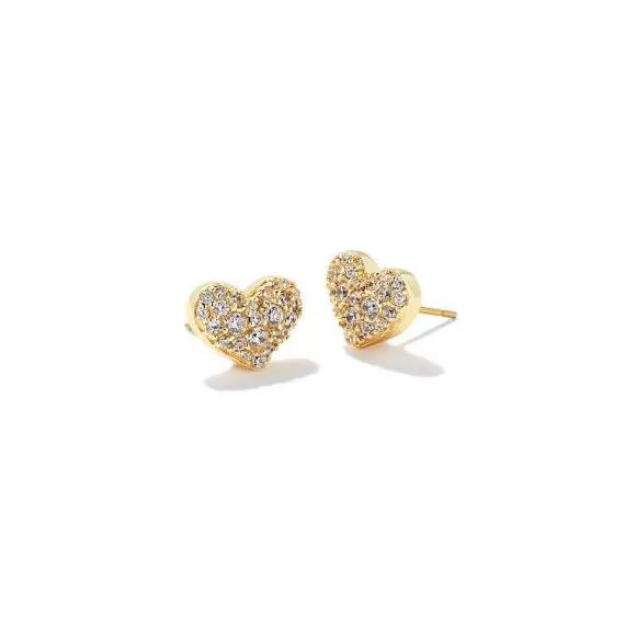 Kendra Scott Ari Pave Crystal Heart Earrings In Gold> Earrings