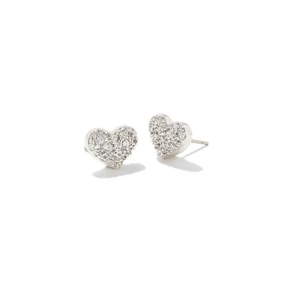 Kendra Scott Ari Pave Crystal Heart Earrings In Silver> Earrings