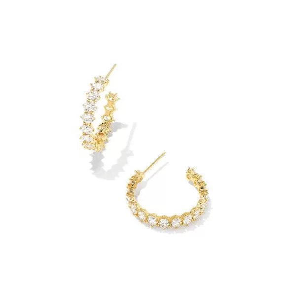 Kendra Scott Cailin Crystal Hoop Earrings In Gold> Earrings