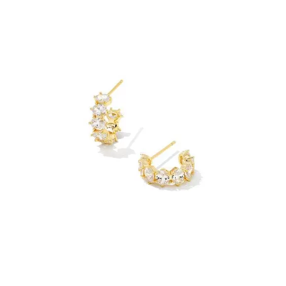 Kendra Scott Cailin Crystal Huggie Earrings In Gold> Earrings