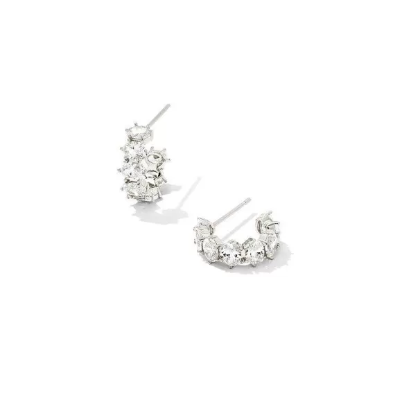 Kendra Scott Cailin Crystal Huggie Earrings In Rhodium> Earrings