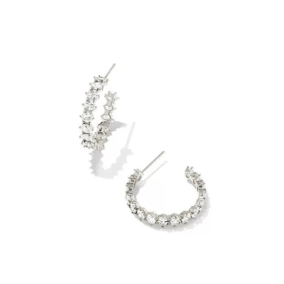 Kendra Scott Cailin Crytal Hoop Earrings In Rhodium> Earrings