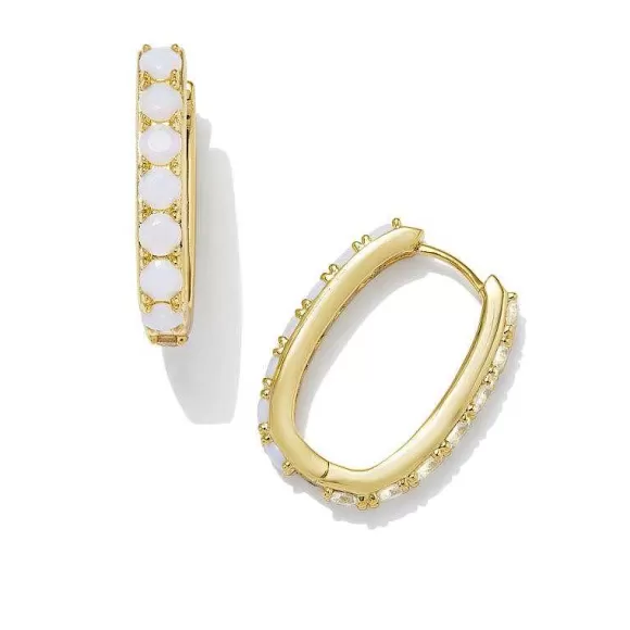 Kendra Scott Chandler Hoop Earrings Gold In White Opalite Mix> Earrings