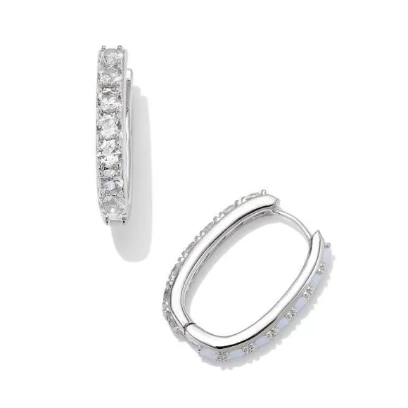 Kendra Scott Chandler Hoop Earrings Silver In White Opalite Mix> Earrings