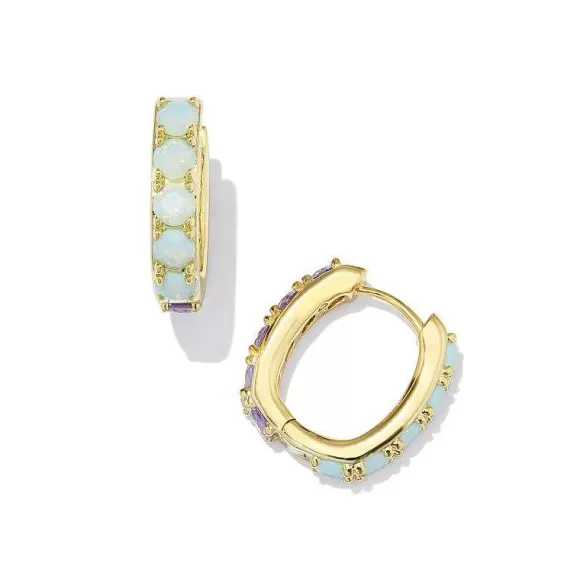 Kendra Scott Chandler Huggie Earrings Gold In Green Lilac Mix> Earrings