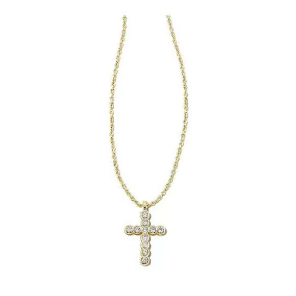 Kendra Scott Cross Crystal Pendant In Gold> Necklaces