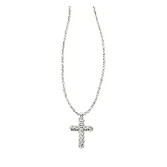 Kendra Scott Cross Crystal Pendant In Silver> Necklaces