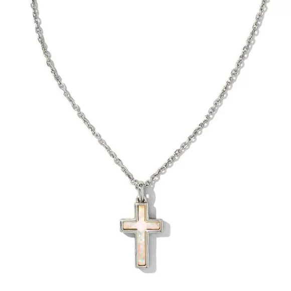 Kendra Scott Cross Pendant In White Opal> Necklaces