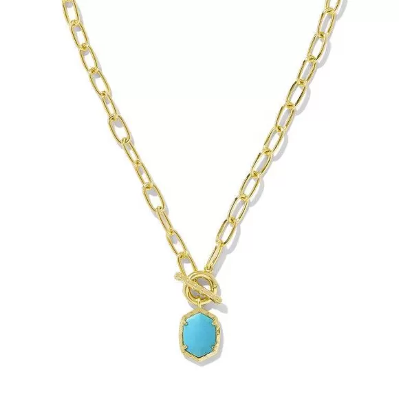 Kendra Scott Daphne Convertible Gold Link & Chain Necklace In Variegated Turquoise Magnesite> Necklaces