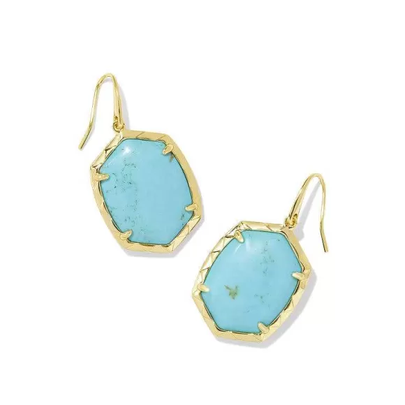 Kendra Scott Daphne Gold Drop Earings In Variegated Turquoise Magnesite> Earrings