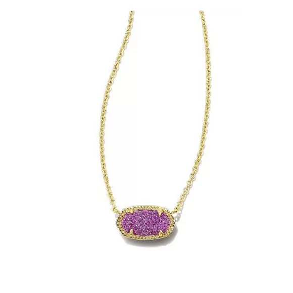 Kendra Scott Elisa Gold Pendant In Mulberry Drusy> Necklaces