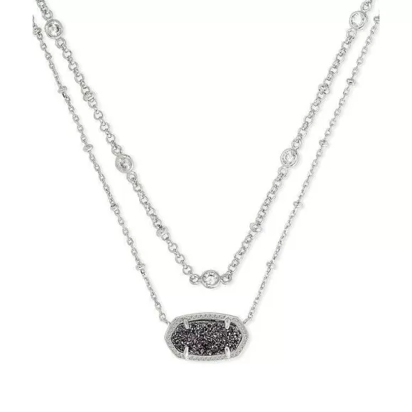 Kendra Scott Elisa Multi-Strand In Platinum Drusy> Necklaces