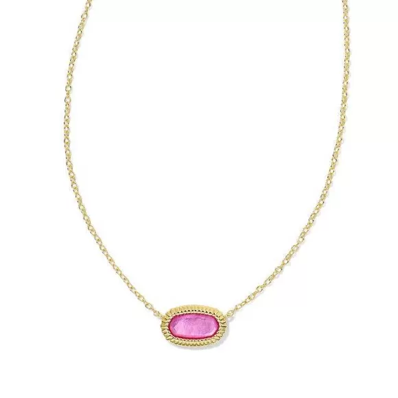 Kendra Scott Elisa Ridge Frame Short Pendant Gold In Azalea Illusion> Necklaces