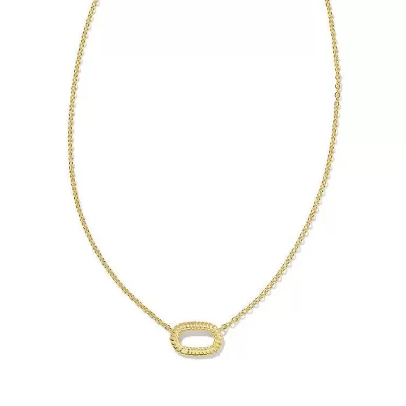 Kendra Scott Elisa Ridge Open Frame Short Pendant In Gold Metal> Necklaces