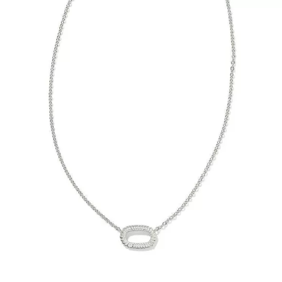 Kendra Scott Elisa Ridge Open Frame Short Pendant In Silver Metal> Necklaces
