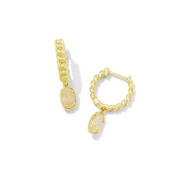 Kendra Scott Emilie Huggie Earrings Gold In Iridescent Drusy> Earrings