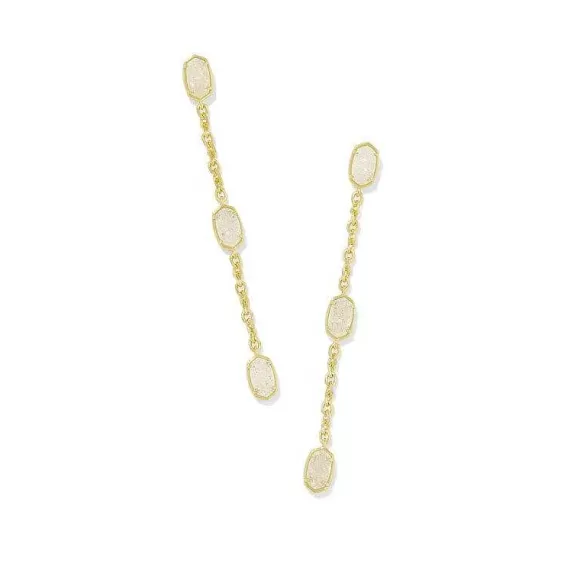 Kendra Scott Emilie Linear Earrings Gold In Iridescent Drusy> Earrings