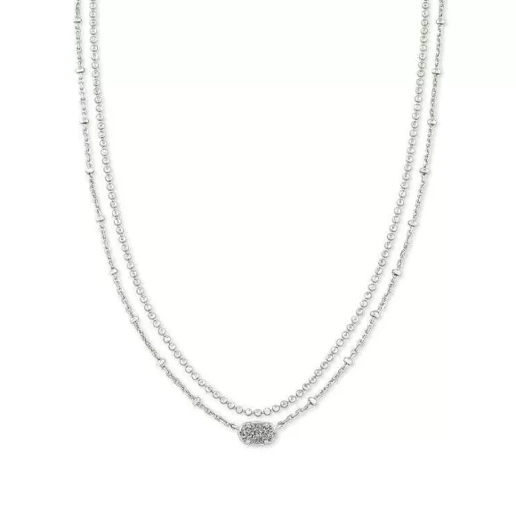 Kendra Scott Emilie Multi Strand In Platinum Drusy> Necklaces