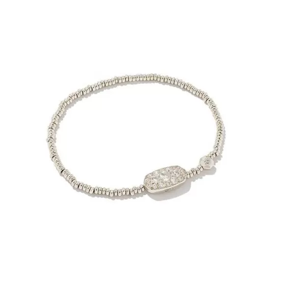 Kendra Scott Grayson Crystal Stretch Bracelet Rhodium In White Crystal> Bracelets