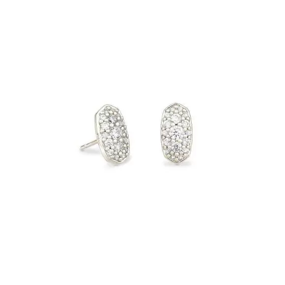 Kendra Scott Grayson Crystal Stud Earrings In Rhodium Metal> Earrings