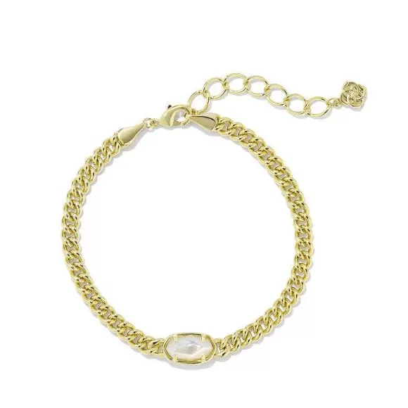 Kendra Scott Grayson Delicate Link & Chain Bracleet Gold In Ivory Mother Of Pearl> Bracelets