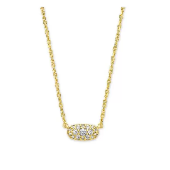 Kendra Scott Grayson Gold Pendant Necklace In White Crystal> Necklaces