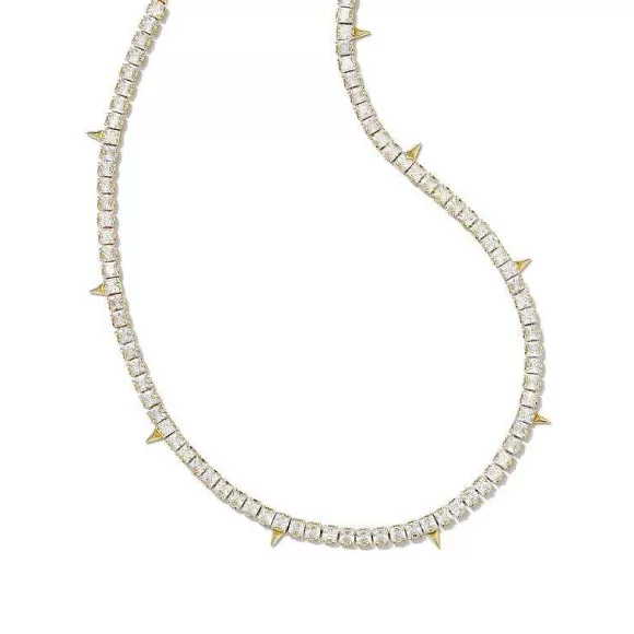 Kendra Scott Jacqueline Tennis Necklace Gold In White Crystal> Necklaces